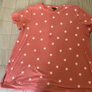 Lucky Brand Red Tee with White Star Design